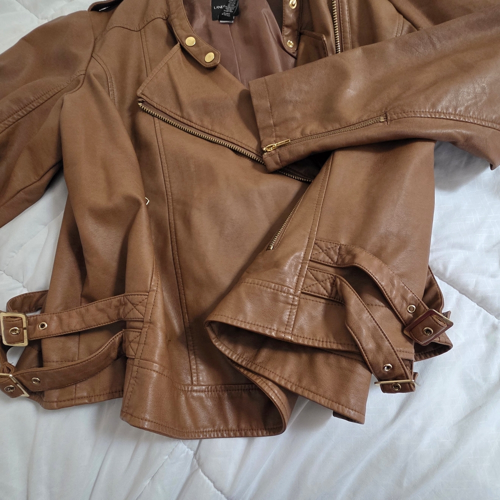 Lane Bryant Penny Brown Faux Leather Jacket Size 22/24 - Picture 10 of 15